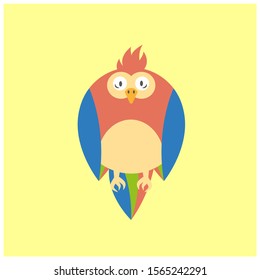 Cute chubby animal character in cartoon style for children - Parrot