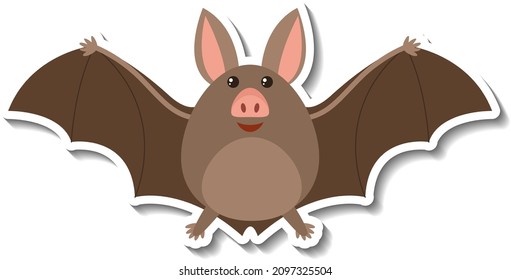 Cute chubby bat animal cartoon sticker illustration