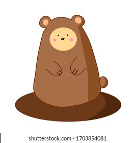 Cute chubby bear with chick face