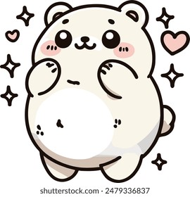 cute chubby bear fluffy illustration clipart vector cartoon