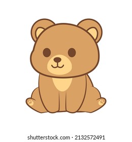 cute chubby bear sitting vector