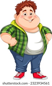Cute chubby boy cartoon character illustration