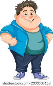 Cute chubby boy cartoon character illustration