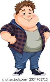 Cute chubby boy cartoon character illustration
