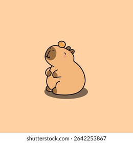 Cute Chubby Capybara Doing Acrobatics with Oranges – Fun and Playful Vector Illustration.