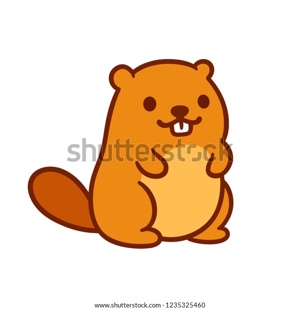 Cute Chubby Cartoon Beaver Little Kawaii Stock Vector (Royalty Free ...