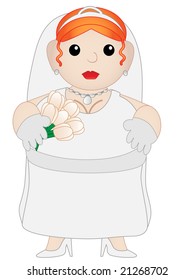 Cute Chubby Cartoon Bride