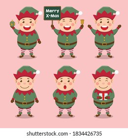 cute chubby cartoon christmsa elf set