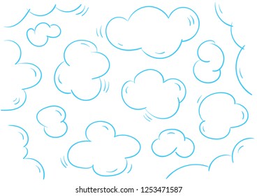 cute chubby clouds set hand drawn vector
