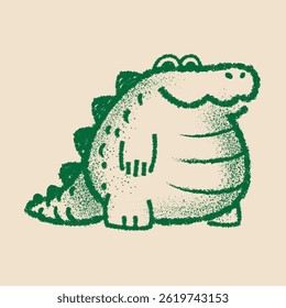 Cute Chubby Crocodile Crayon Doodle | Nursery Wall Art, Kids Room Decor, Hand-Drawn Cartoon Illustration