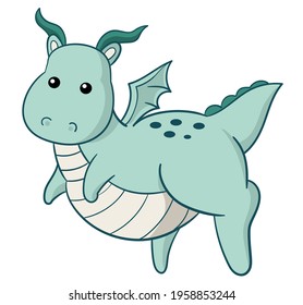 Cute chubby dragon cartoon vector