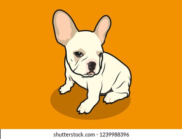 Cute Chubby French Bulldog and His Adorable Rabbit Ears in Orange Color Background. Adorable chubby French Bulldog with cute rabbit ears, set against a vibrant orange background.
