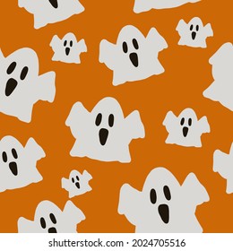 Cute Chubby Ghost halloween pattern vector
