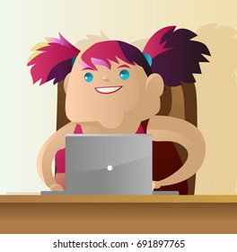 cute chubby girl using a computer