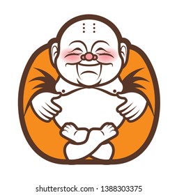 Cute Chubby Happy Laughing Buddha Charakter Cartoon. Vektorgrafik-Illustration. Religion 