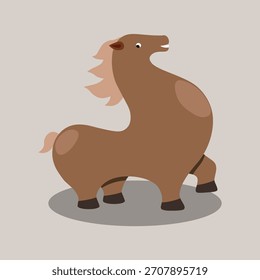 Linda Ilustración vectorial de caballo gordita en estilo de dibujos animados. Estilo de dibujo minimalista