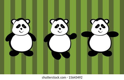 Cute chubby pandas in different poses.