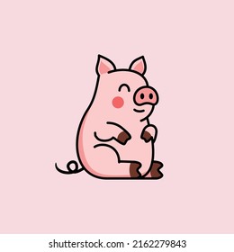 Cute Chubby Pig Cartoon Vector Stock Vector (Royalty Free) 2162279843