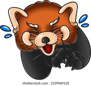 Cute, cute and chubby red panda. Drawn vector graphics for postcards, for printing, for design, for posters, for decoration. Can be used as stickers. As a way to express your emotions.