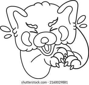 Cute and chubby red panda. Vector line for postcards, for printing, for design, for posters, for decoration. Can be used as stickers or coloring books. As a way to express your emotions.
