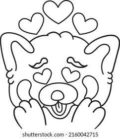 Cute and chubby red panda. Vector line for postcards, for printing, for design, for posters, for decoration. Can be used as stickers or coloring books. As a way to express your emotions.