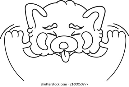 Cute and chubby red panda. Vector line for postcards, for printing, for design, for posters, for decoration. Can be used as stickers or coloring books. As a way to express your emotions.