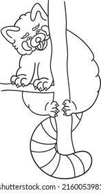 Cute and chubby red panda. Vector line for postcards, for printing, for design, for posters, for decoration. Can be used as stickers or coloring books. As a way to express your emotions.