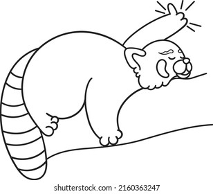 Cute and chubby red panda. Vector line for postcards, for printing, for design, for posters, for decoration. Can be used as stickers or coloring books. As a way to express your emotions.