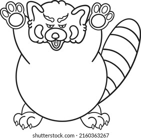 Cute and chubby red panda. Vector line for postcards, for printing, for design, for posters, for decoration. Can be used as stickers or coloring books. As a way to express your emotions.