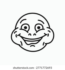 Cute chubby troll meme face smiling vector cartoon style