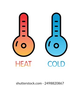 cute, chubby, warm thermometer symbol. cute chubby cold thermometer symbol