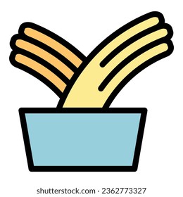 Vector de contorno de icono de churro. La comida española. Color de postre de España plano