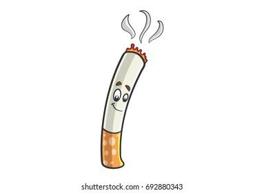 Cute Cigarette Happy. Vector illustration. Isolated on white background.