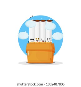 Cute cigarette mascot in the box