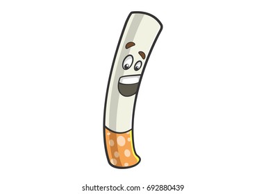 Cute Cigarette . Vector illustration. Isolated on white background.