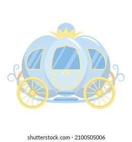 Cute Cinderella princess carriage clipart. Flat vector cartoon design