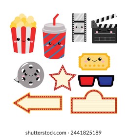 Cute cinema broadway cartoon style clipart