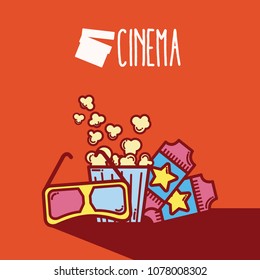 Cute cinema cartoons concept cinema cartoon