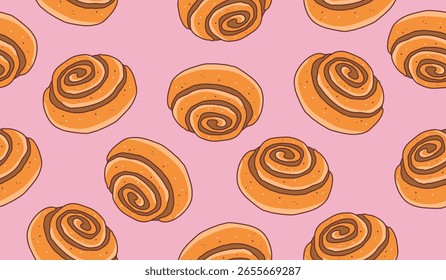 Design de vetor de fundo de rolos de canela bonito