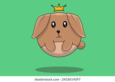 Cute Circle Dog Cartoon Illustration