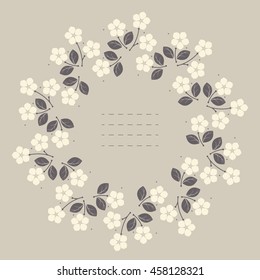 Cute circle floral frame can be used for greeting card, anniversary, invitation, cover and more creative designs.