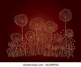 Cute circle flower beauty. Hand drawing illustration