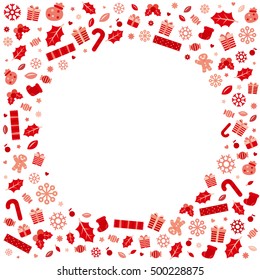 Cute circle frame with Christmas. vector illustration