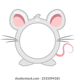 Moldura de círculo bonito do mouse. Avatar de desenhos animados para jogos de interface. Moldura de animal vazio para a decoração, impressão ou adesivos de seus filhos