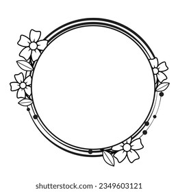 Cute Circular frame with decorative flowers