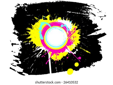 Cute circular grunge frame. The drips can be removed without affecting the circle border.