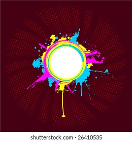 Cute circular grunge frame. The drips can be removed without affecting the circle border.