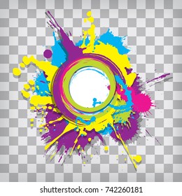 Cute circular grunge frame on a transparency squared background 