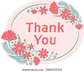 A cute circular logo celebrating Mother's Day: A carnation flower illustration surrounded by a frame_Stickers, titles, etc.