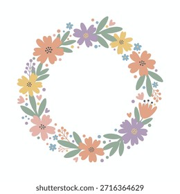 Cute circular wreath with boho flowers for nursery decor